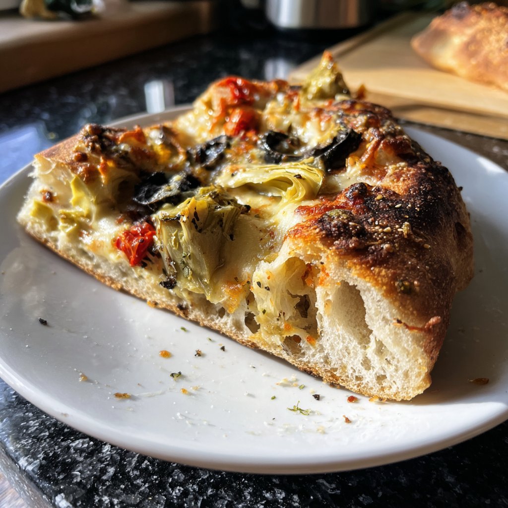 Pizza mit Artischocken und Oliven