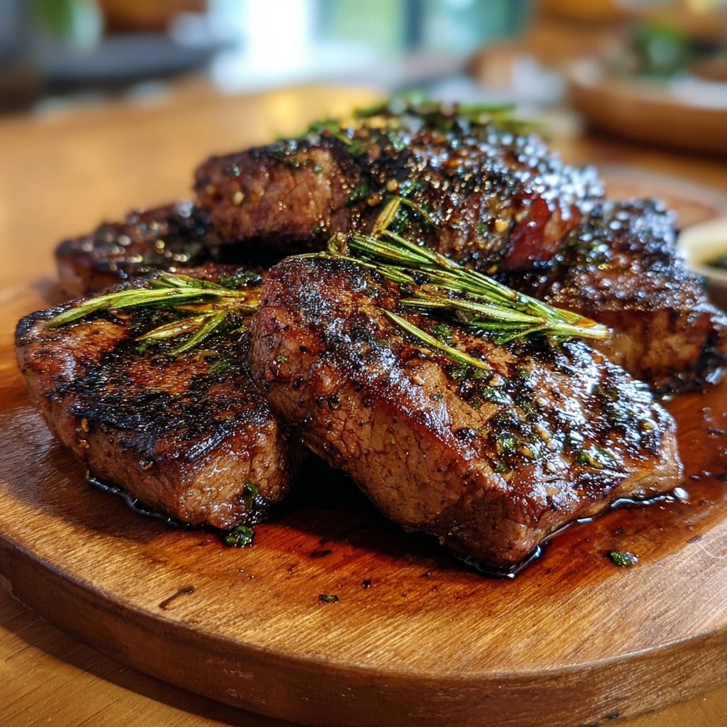 Gegrilltes Steak Mit Knoblauch Pfeffer