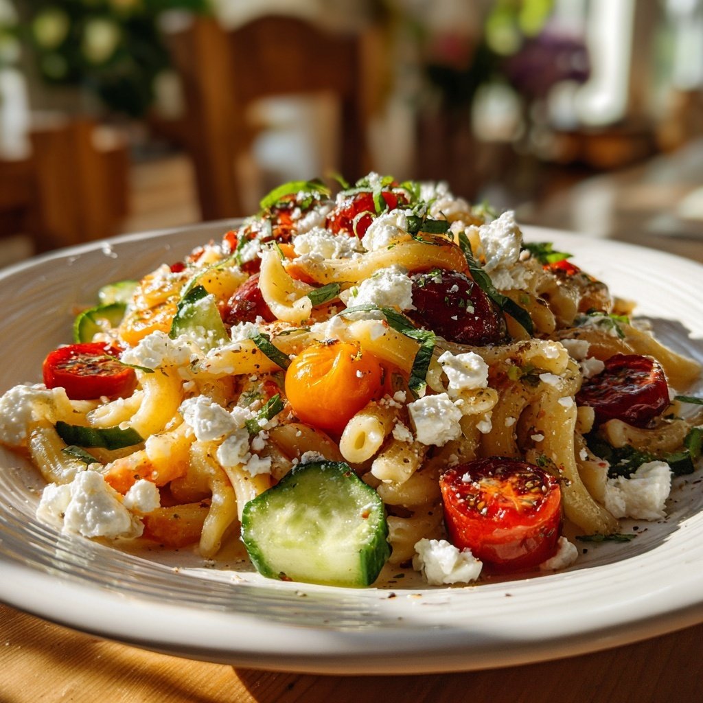 Mediterraner Nudelsalat Mit Weißem Balsamico