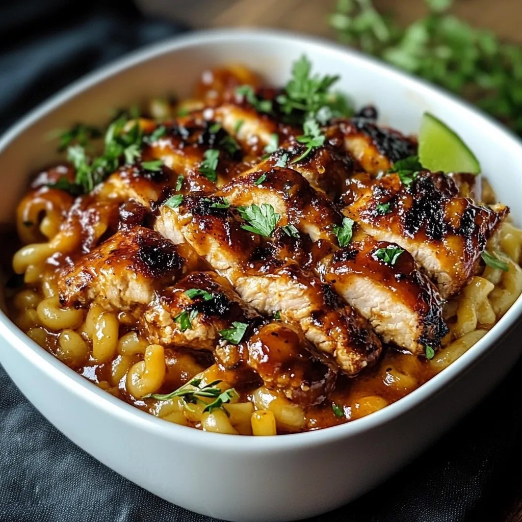 High Protein Honey BBQ Chicken Mac & Cheese