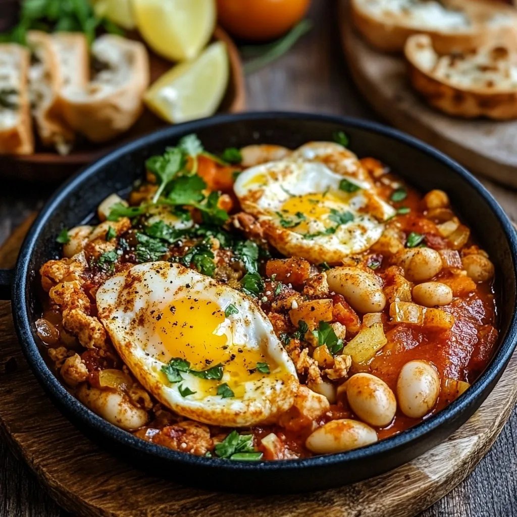 Spanische Bohnen und Eier