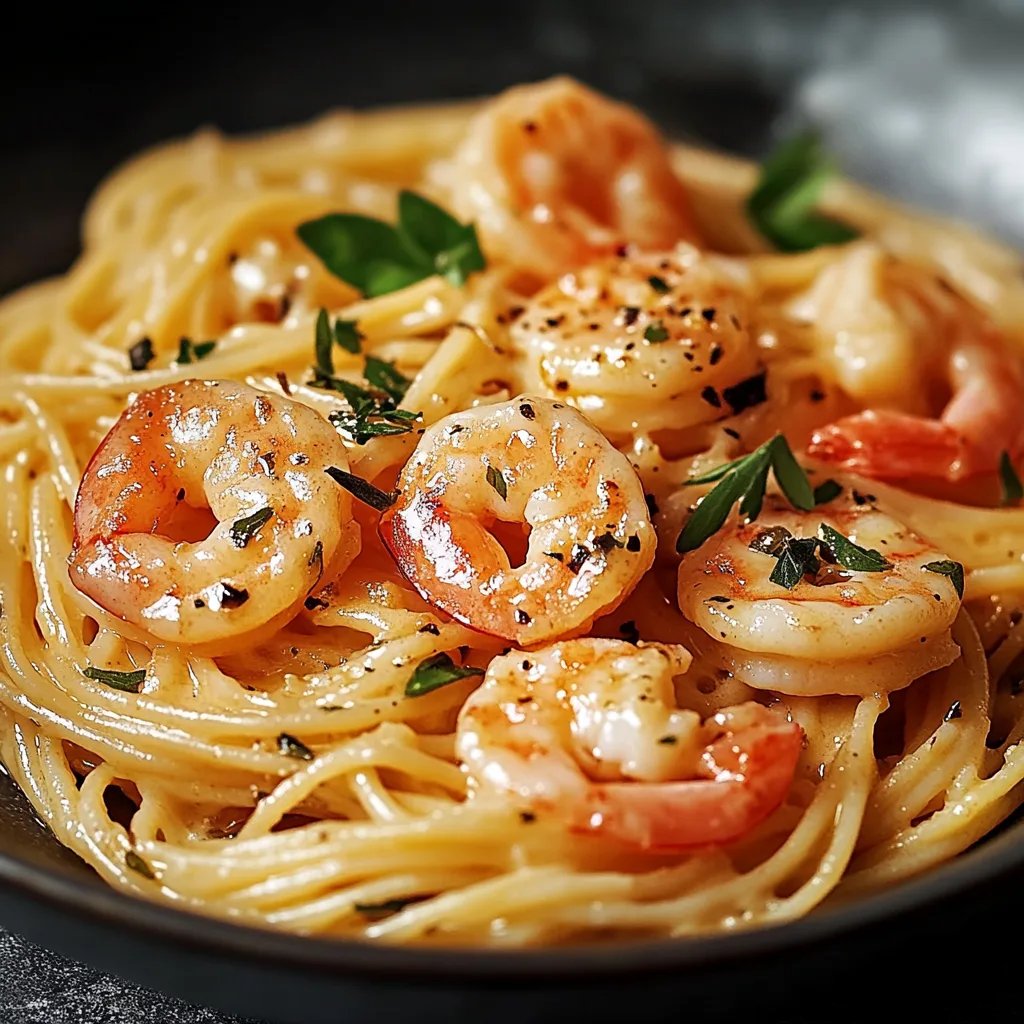 Spaghetti mit Garnelen in Frischkäsesoße 🍤