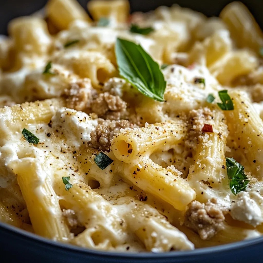 Rigatoni in Hack-Feta-Creme
