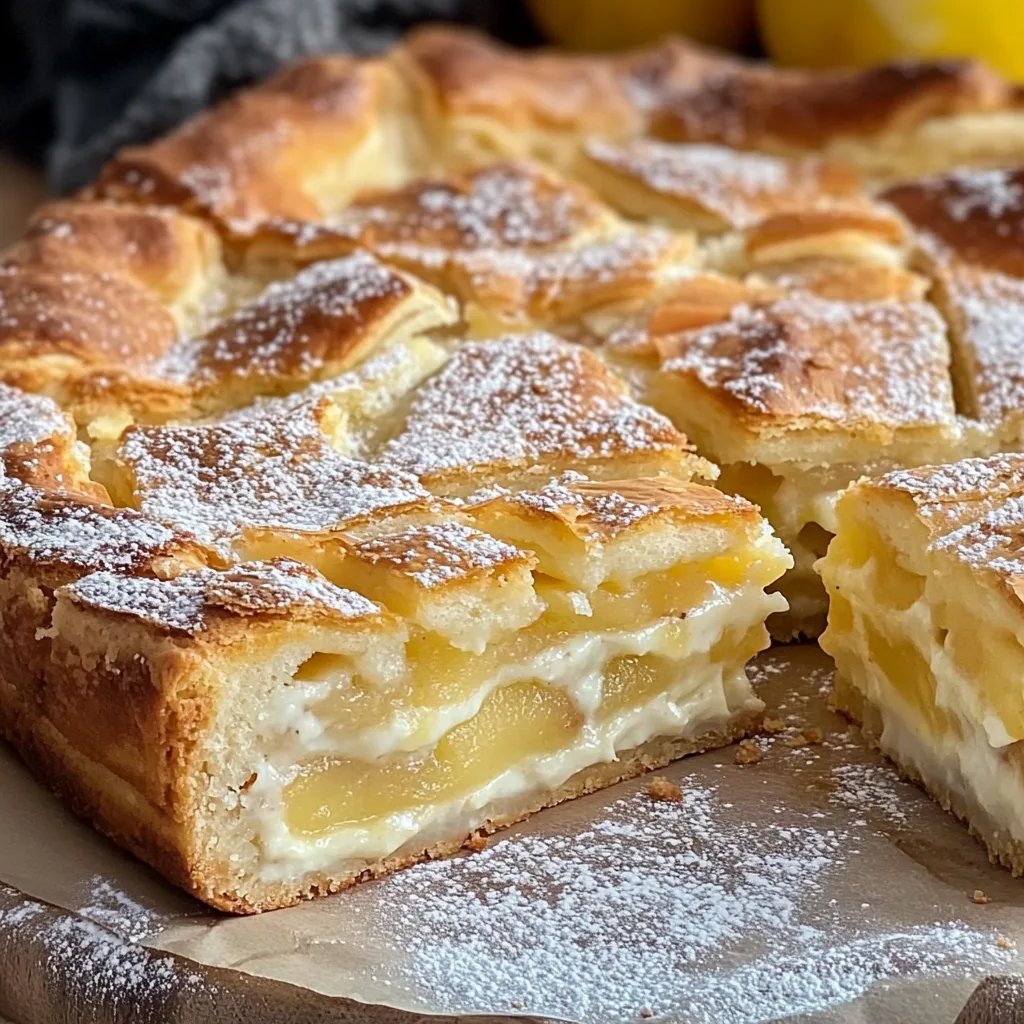 Blätterteig Kuchen mit Pudding und Apfel
