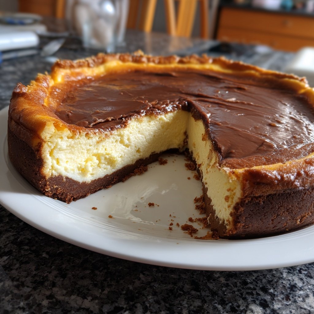 Käsekuchen mit Schokoladenboden