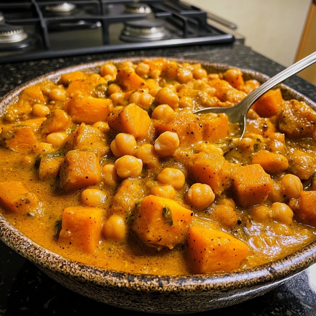 Curry mit Kürbis und Kichererbsen